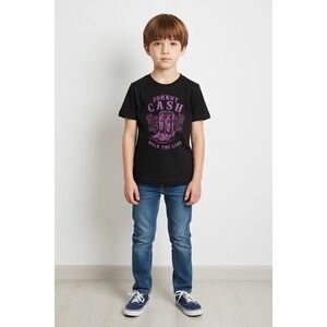 Johnny Cash Toddler Kids Walk The Line Graphic T Shirt Black, Size 3T, NWOT